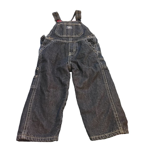 OshKosh B'gosh Other - OSHKOSH B'GOSH DENIM FLEECE RED LINED OVERALLS Size 24 MONTHS NWT